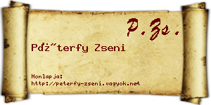 Péterfy Zseni névjegykártya